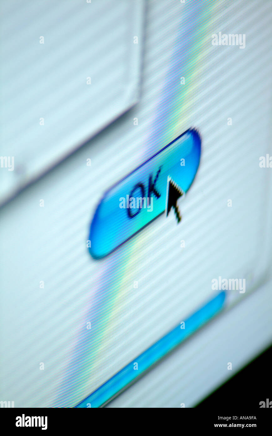 Computer Bildschirm Detail "OK" Schaltfläche " Stockfoto