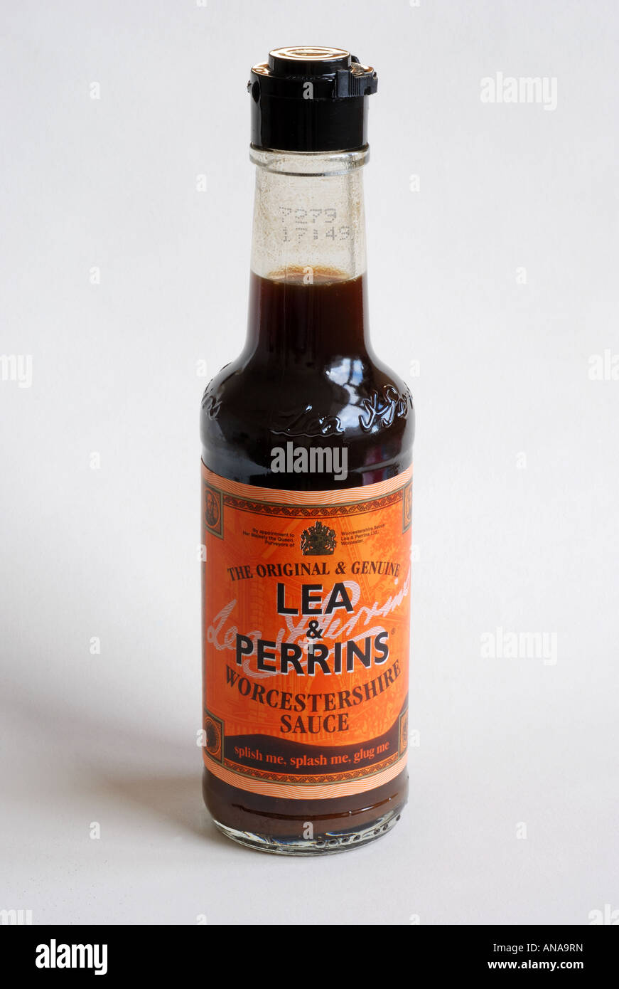 Flasche von Lea und Perrins Worcestershire-Sauce Stockfoto