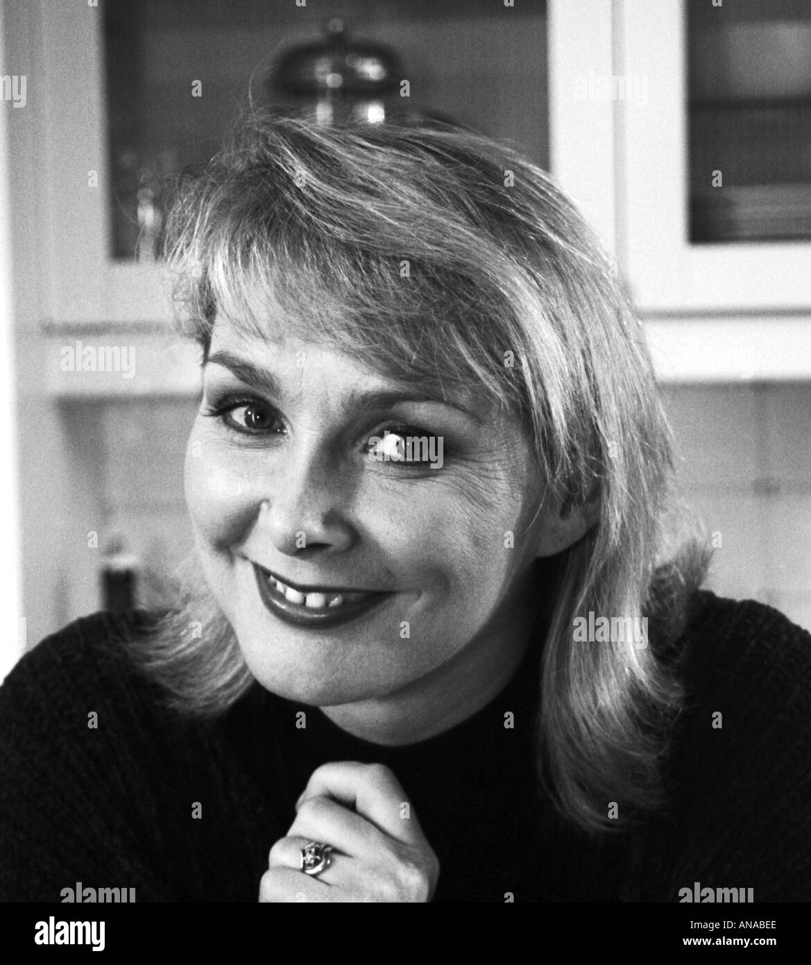 Schwarz-weiß-Porträt von Cheryl Baker Stockfoto