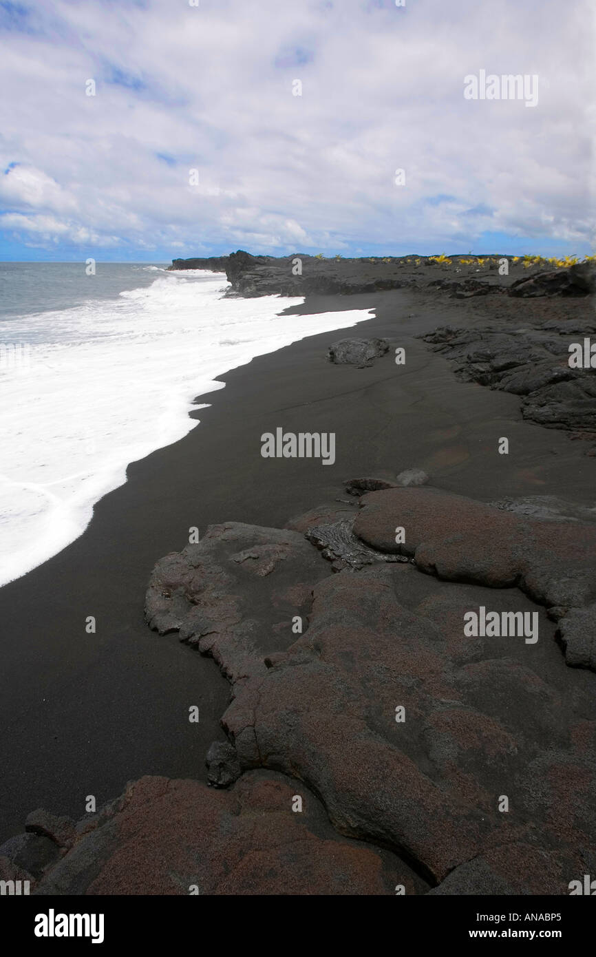 Kaimu Black Sand Beach, Puna Hawaii Stockfoto