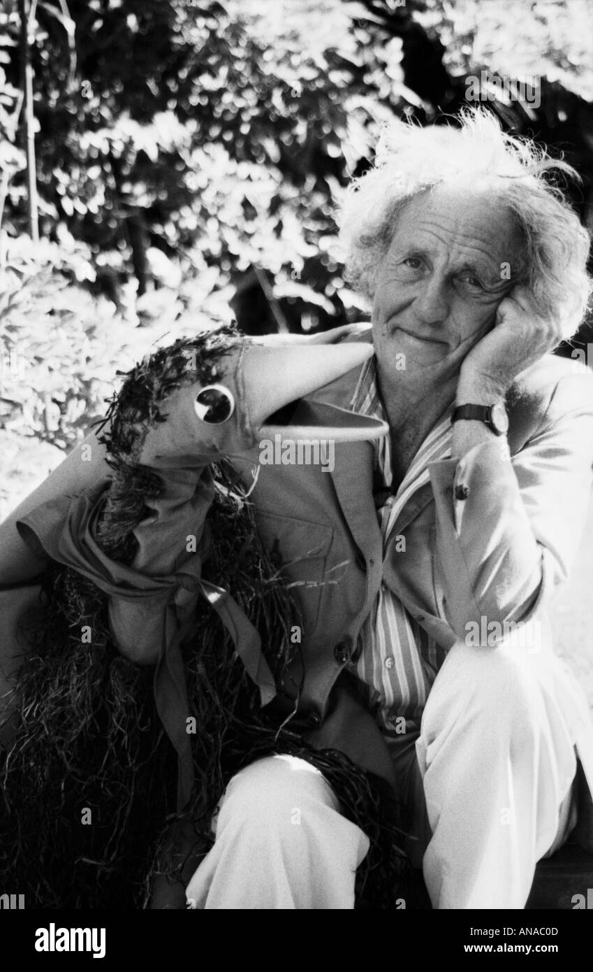 Schwarz / weiß Porträt Rod Hull und Emu Stockfoto