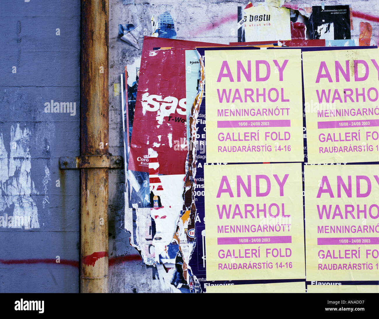 Poster Werbung eine Andy Warhols Siebdrucke Ausstellung in Reykjavik Island Stockfoto
