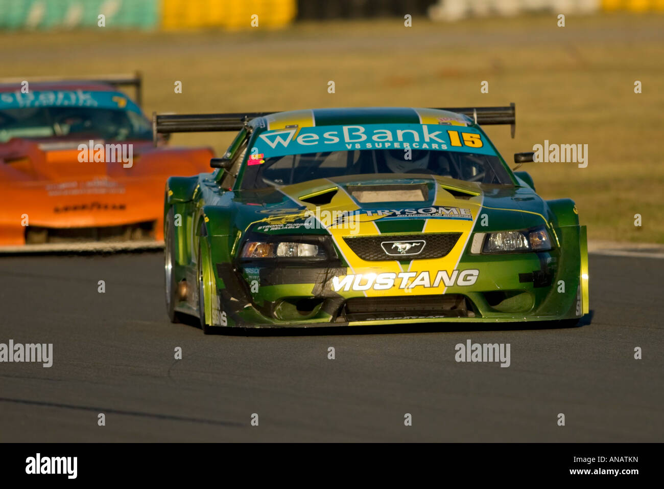 WesBank V8 Supercar Rennen Aktion (Jade Gutzeit, Ford Mustang), Phakisa Rennstrecke, Welkom, Südafrika (5. Mai 2007) Stockfoto