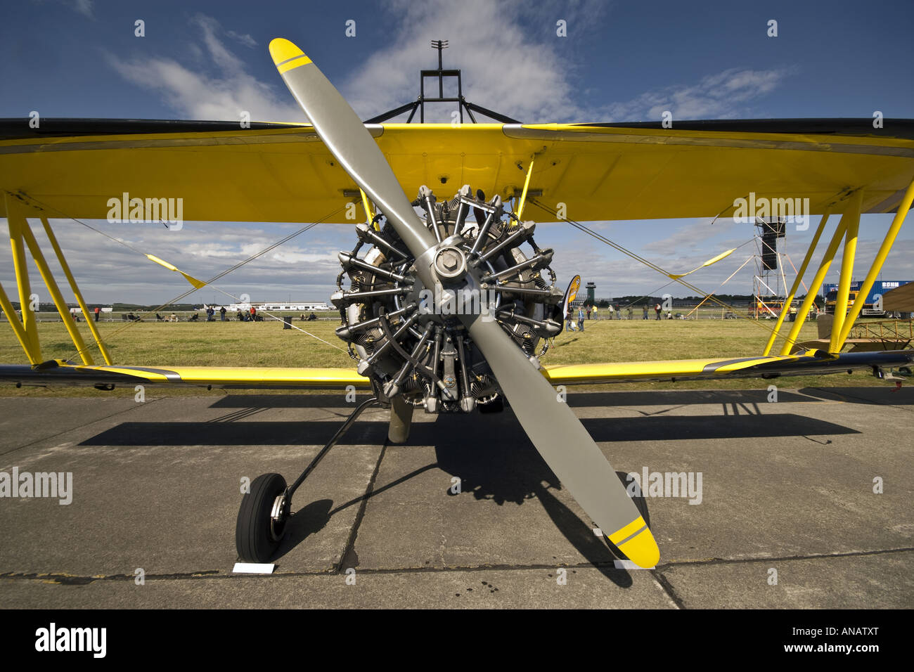 Pitts Python Doppeldecker auf dem Boden auf Sola Airshow. Das Flugzeug ist ein Grumman G-164A Super Ag-Katze, Norwegen Grumman G-164A Sup Stockfoto