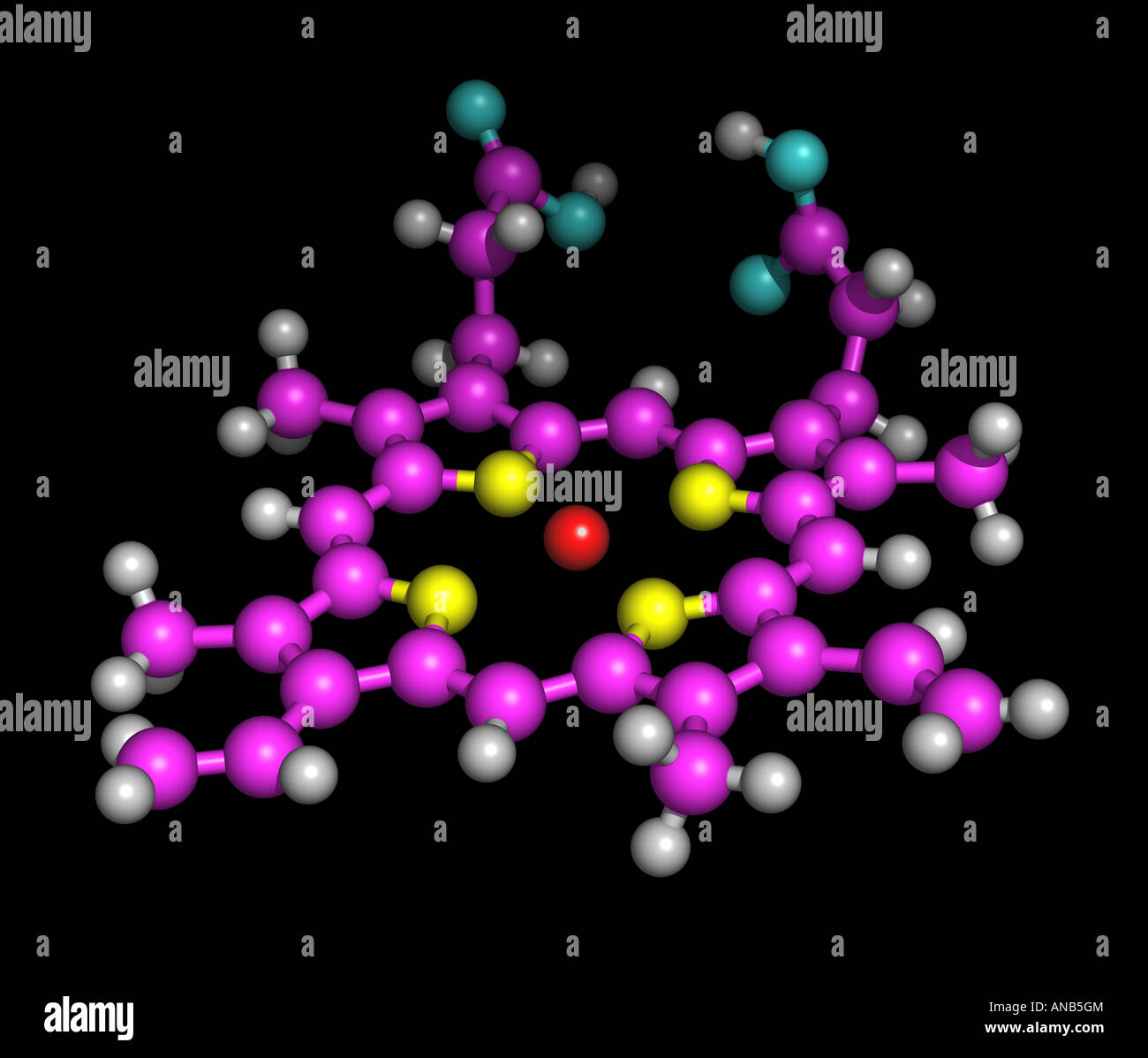 Häm-Porphyrin-Ring im Hämoglobin-Molekül Stockfoto