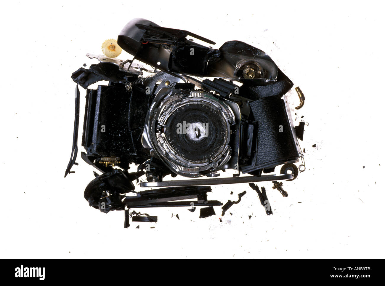 Das Ende der analogen Fotografie. Photographyc Kamera gebrochen. Stockfoto