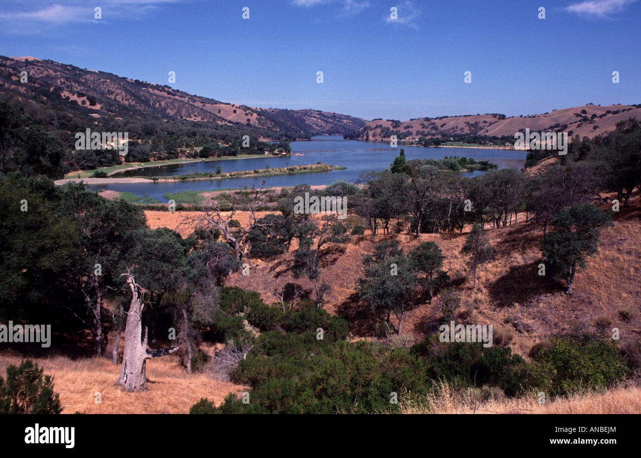 Lake Del Valle East Bay Regional Park in der Nähe von Livermore California ein Mann machte See Baujahr 1968 für Erholung Hochwasserschutz und w Stockfoto