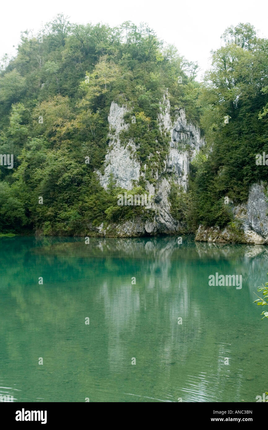 Der "große schmale Place" am Ende der Kakouetta-Schlucht (Frankreich). Le "Grand Etroit" du Canyon de Kakouetta (Frankreich). Stockfoto