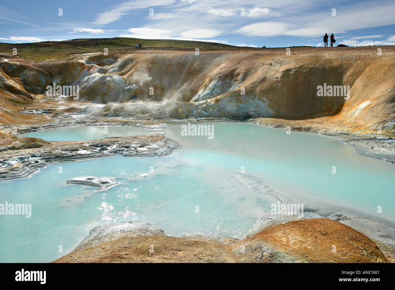 Geothermische Pools Leirhnjùkuri Island See Myvatn Island Stockfoto