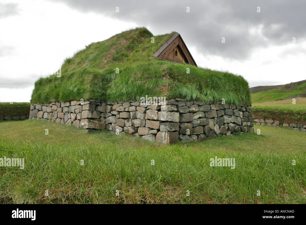 Historische Rekonstruktion einer isländischen Turf Farm Island Stockfoto