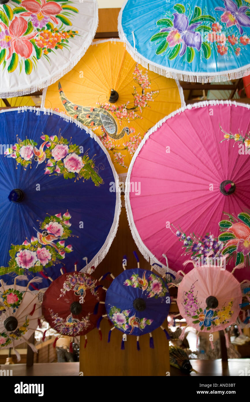 Borsang Regenschirm und Thai Handwerk Dorf, Thailand Stockfoto