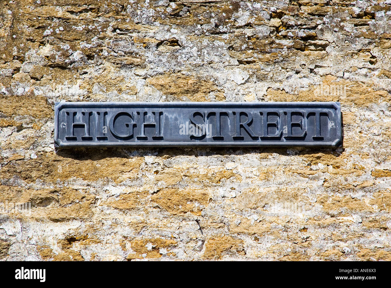 High Street Straßenschild in Laycock Wiltshire Vereinigtes Königreich Stockfoto