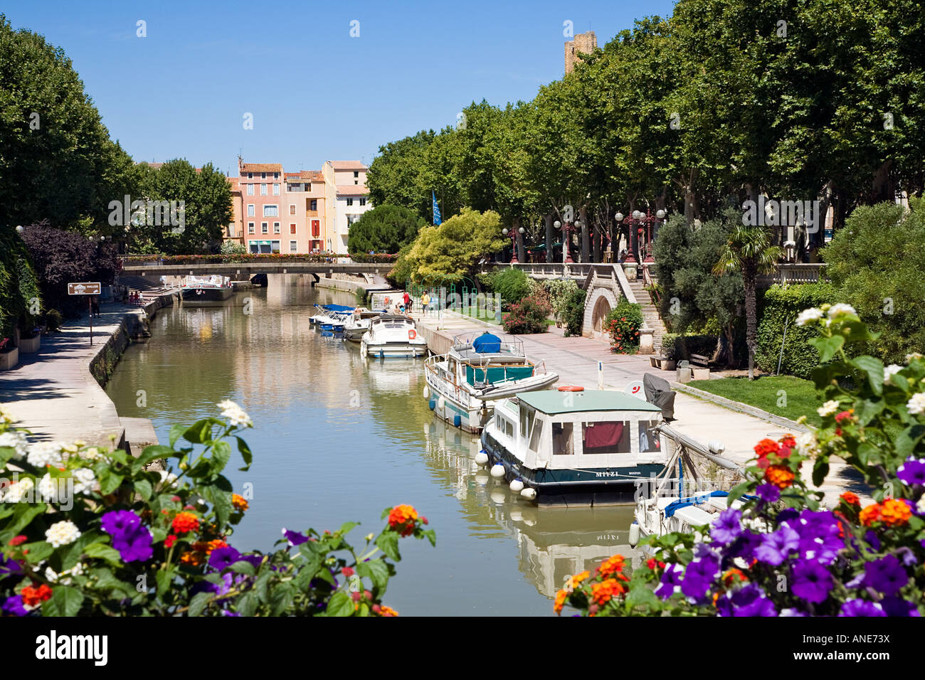 Canal De La Robine, Narbonne, Frankreich Stockfoto