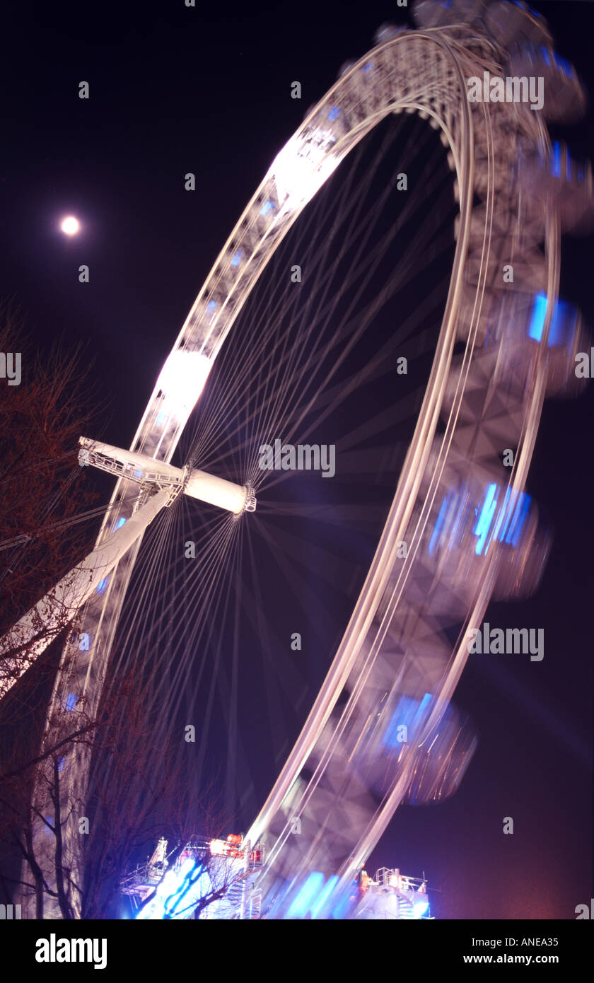 "London Eye" in der Nacht Stockfoto