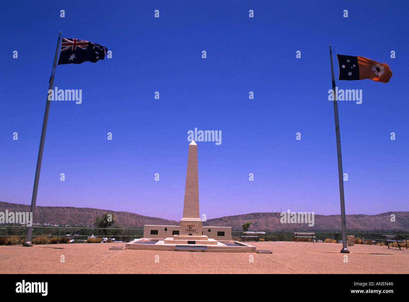 Denkmal, Anzac Hill, Alice Springs Stadt Zentrum von Australien. Stockfoto