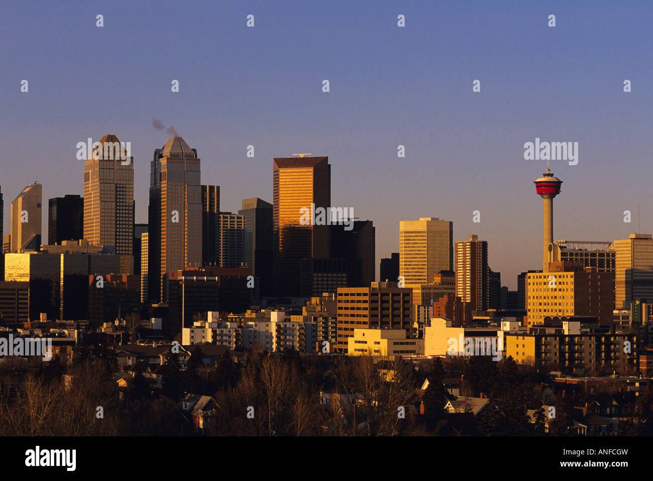 Die Innenstadt von Calgary bei Sonnenuntergang, Alberta, Canada Stockfoto