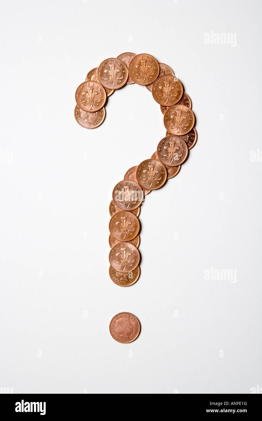 Ein Fragezeichen, hergestellt aus zwei-Cent-Stücke Stockfoto
