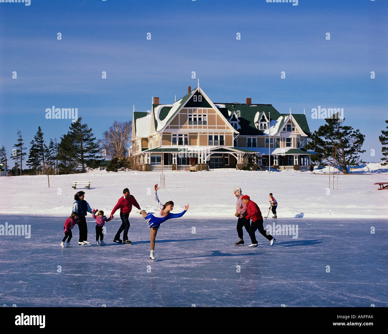 Skater am Teich, Dalvay, Prince Edward Island, Canada Stockfoto