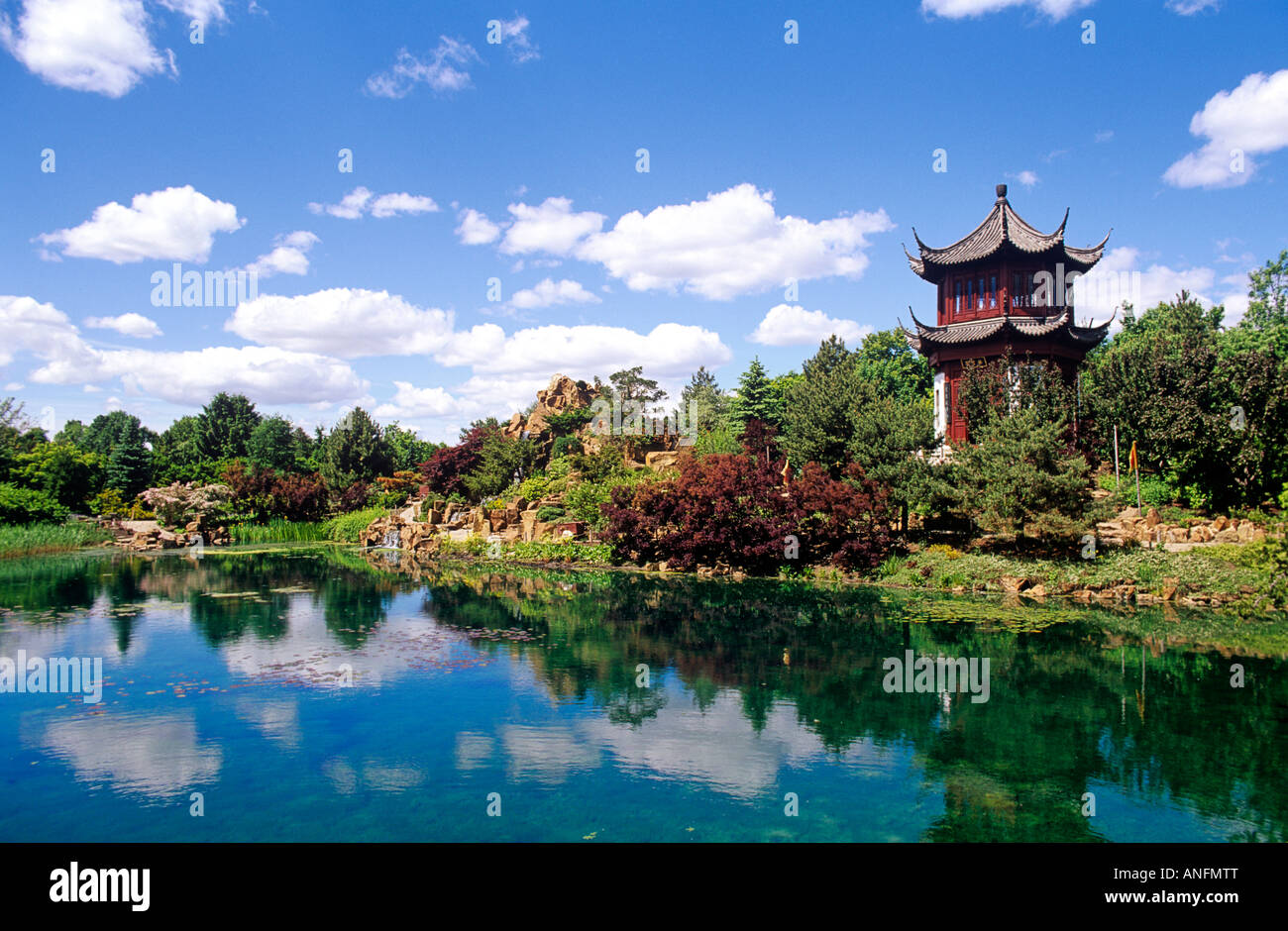 Chinesischer Garten, Montreal Botanical Garden, Montreal, Quebec, Kanada Stockfoto