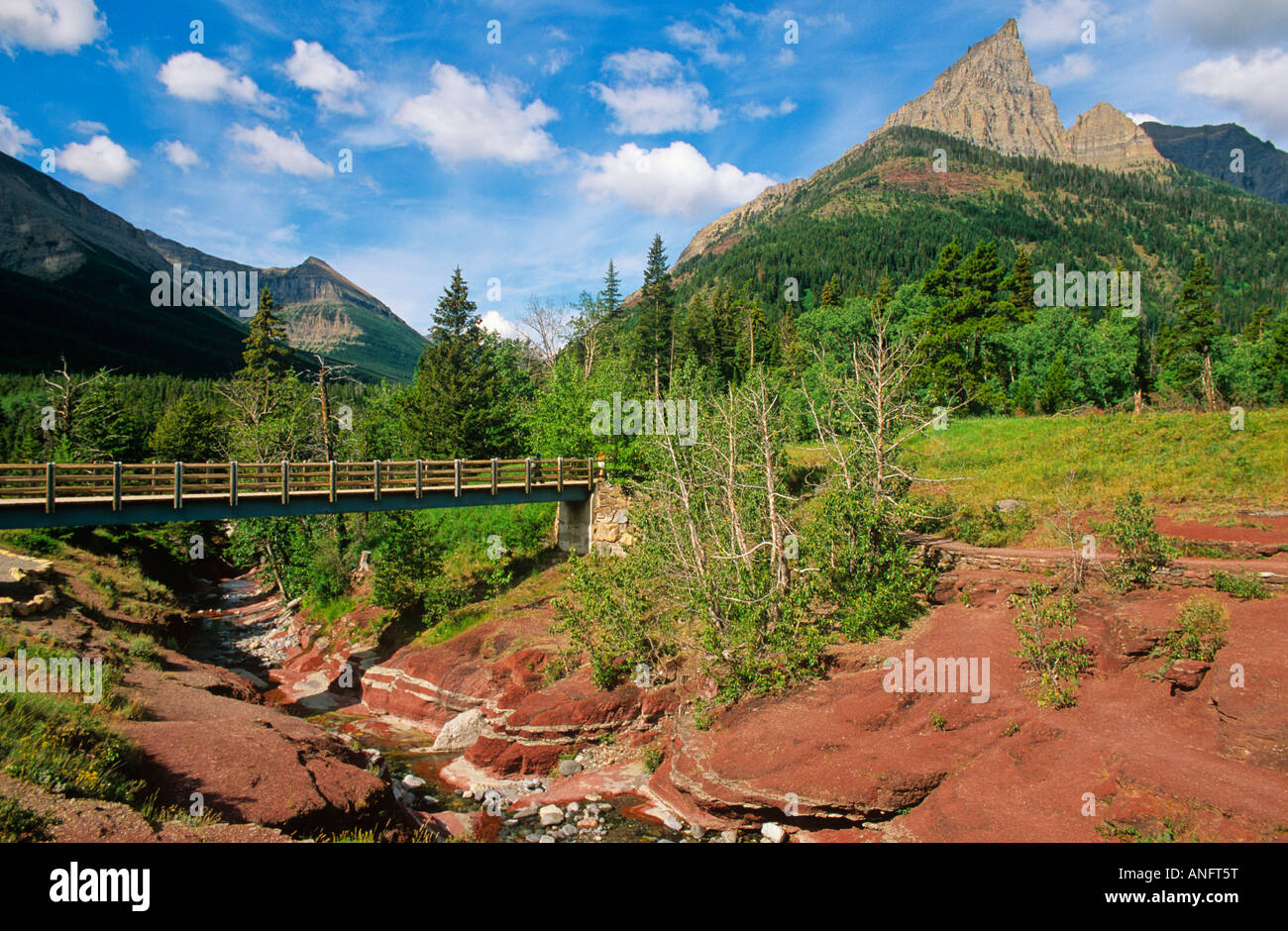 Red Rock Canyon Loop Trail in Waterton-Glacier International Peace Park, Alberta, Kanada. Stockfoto