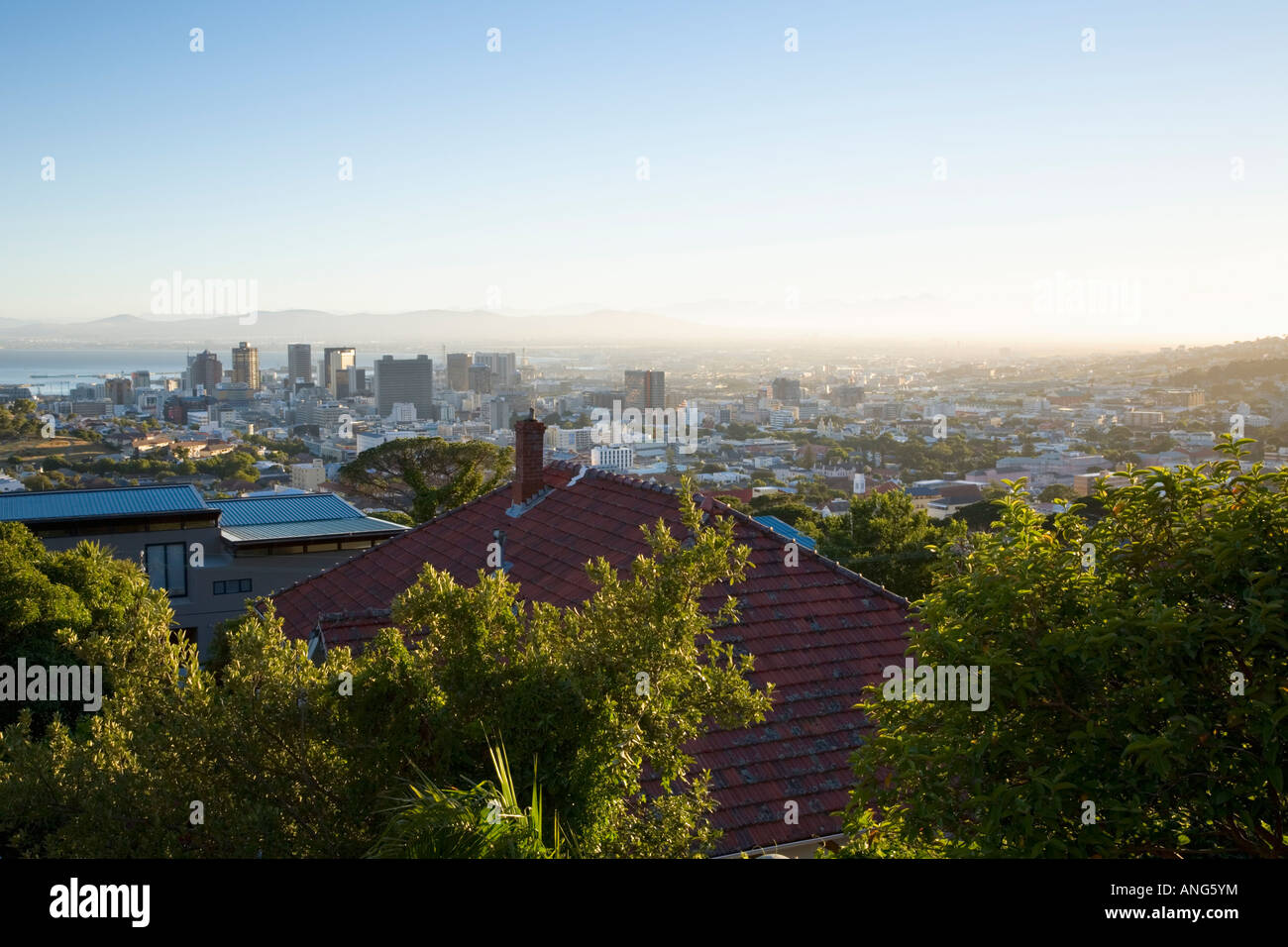 Blick auf Cape Town City Centre von Tamboerskloof Vorort Südafrika Stockfoto