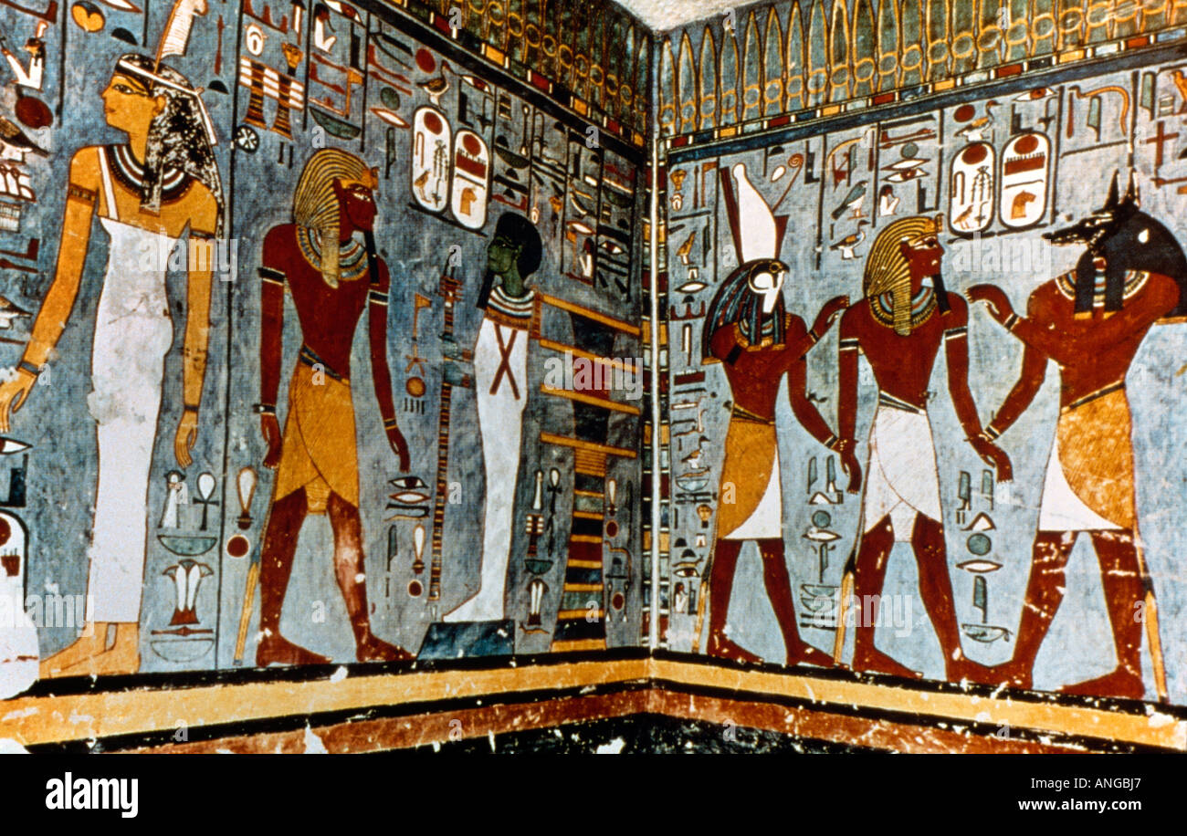 Luxor Ägypten Gemälde Grab von Ramses ich Stockfoto