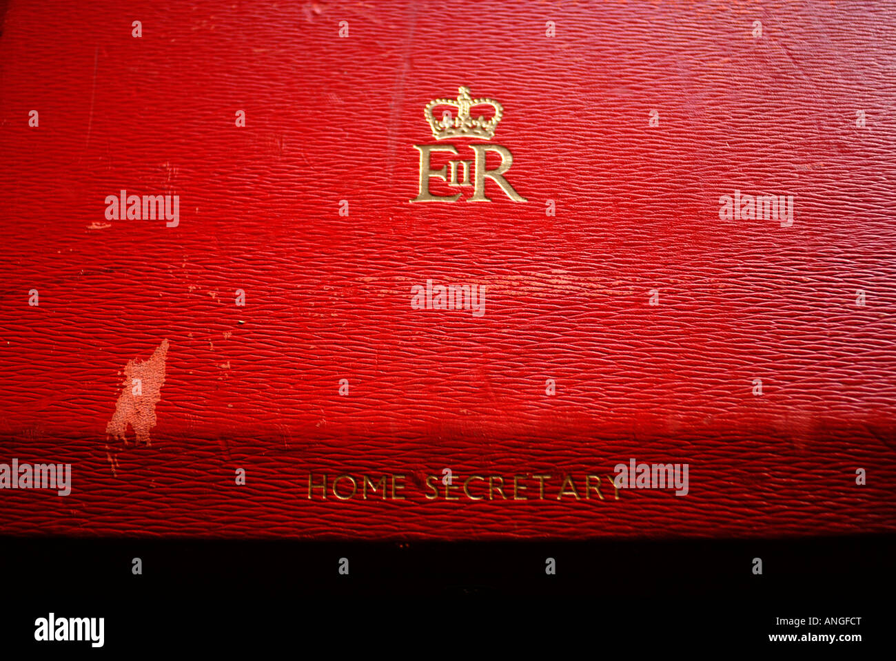 Detail aus dem Lederetui verwendet durch den britischen Innenminister, 2008 Stockfoto