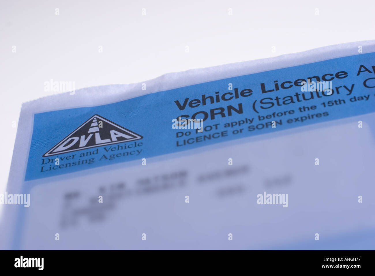 Off Road Bekanntmachung gesetzliche Steuer Fahrzeug Straßenzulassung bilden Bekanntmachung ausgestellt durch die DVLA Stockfoto