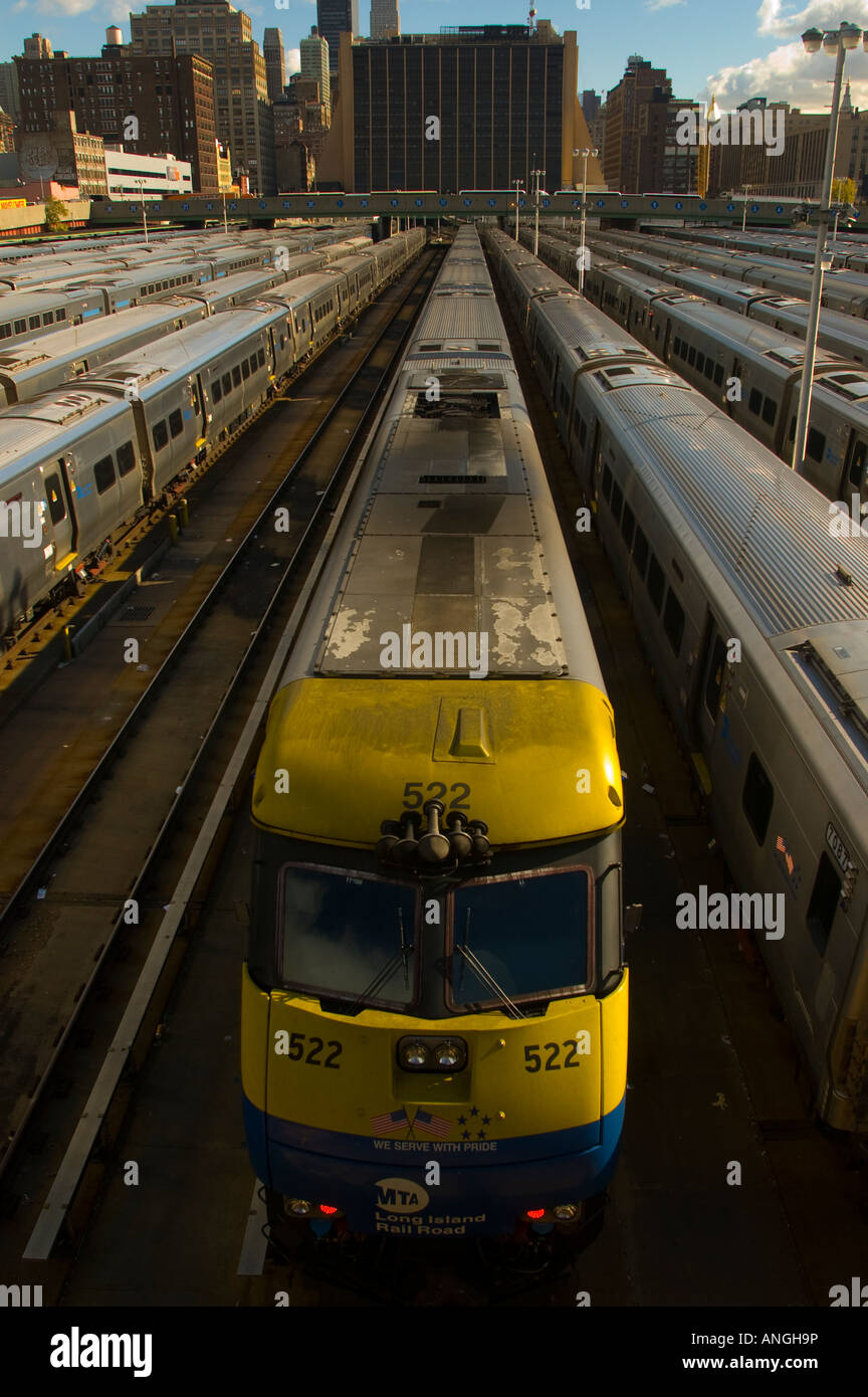 Long Island Railroad Züge auf Layups in Hudson Yards west zwischen 11. und 12. Avenue in New York City Stockfoto