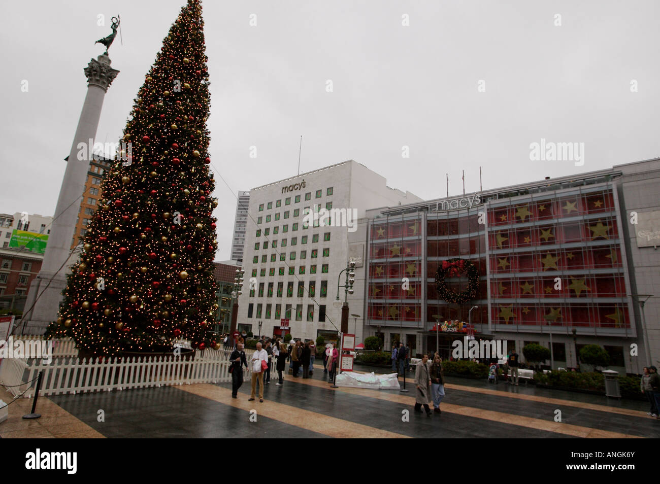 Weihnachtsbaum in Downtown San Francisco, Kalifornien, USA, Nordamerika. Stockfoto