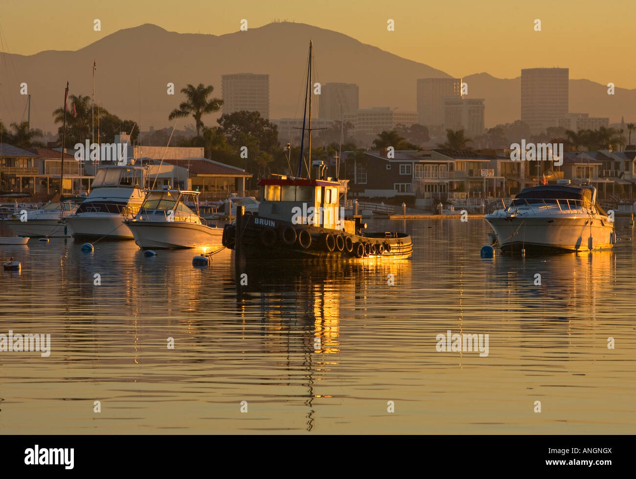 Alte Schlepper im Hafen von Newport Newport Beach, Orange County Kalifornien Vereinigte Staaten Stockfoto