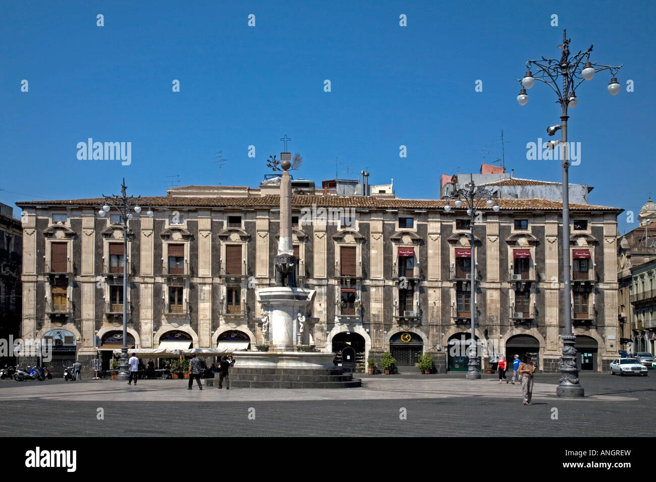 Palazzo Zappala Fontana Dell Elefante Piazza Duomo Catania Sizilien Italien Stockfoto