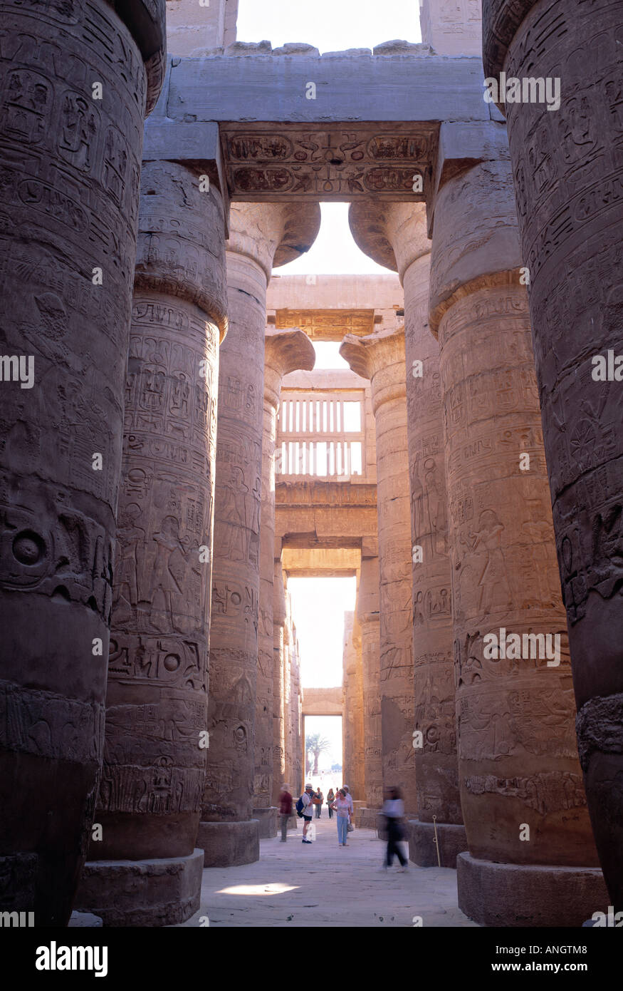 Säulenhalle, Tempel des Amun, Karmak, Luxor, Ägypten Stockfoto