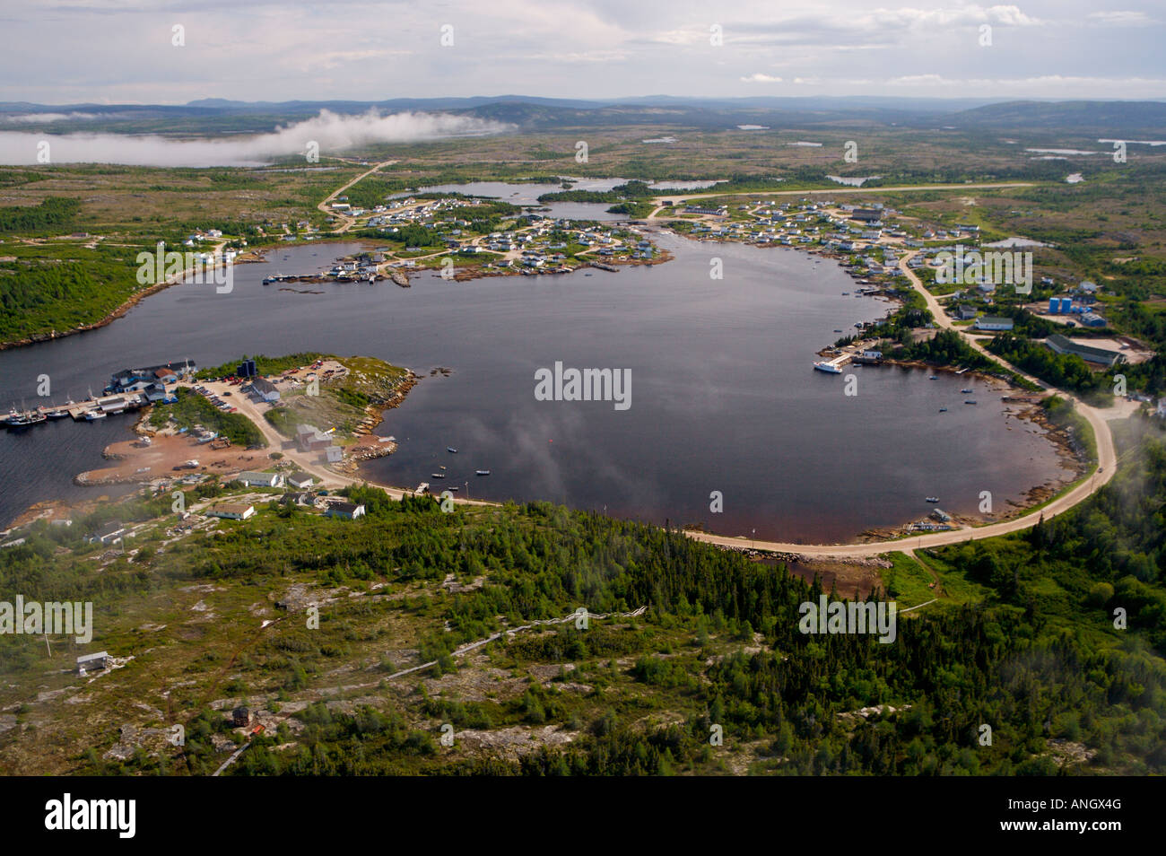 Luftaufnahme der Stadt Maria Hafen, Labrador Coastal Drive, Viking Trail, Trails, die Wikinger, südlichen Labrador, Newfo Stockfoto