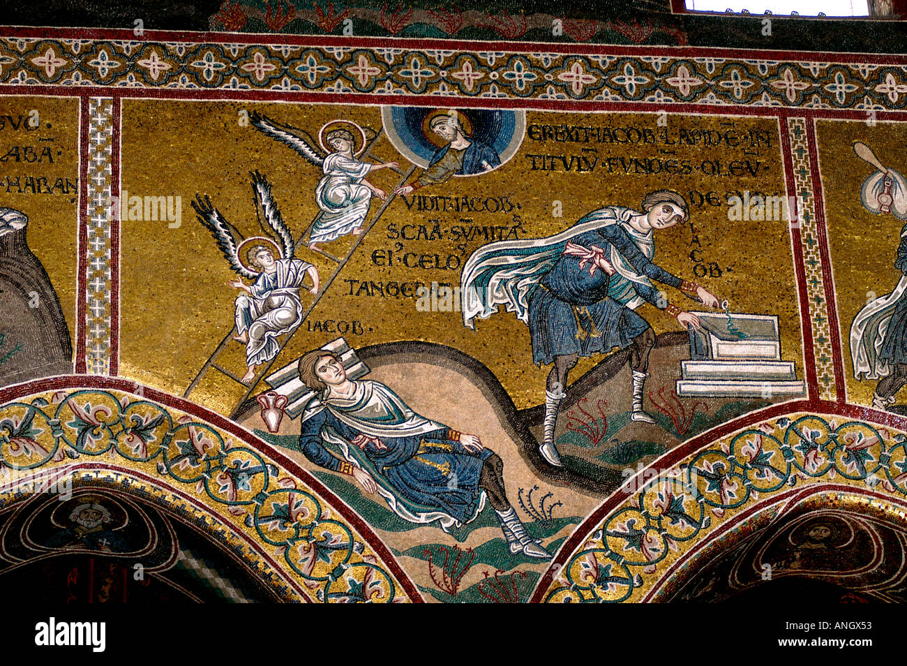Kathedrale von Monreale, Cattedrale di Santa Maria Nuova di Monreale, Palermo, Sizilien, großes existierendes Beispiel normannischer Architektur, byzantinische Mosaiken Stockfoto