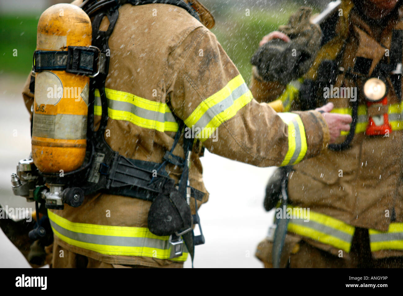 Feuerwehr auf der Bühne, Montreal, Quebec, Kanada. Stockfoto