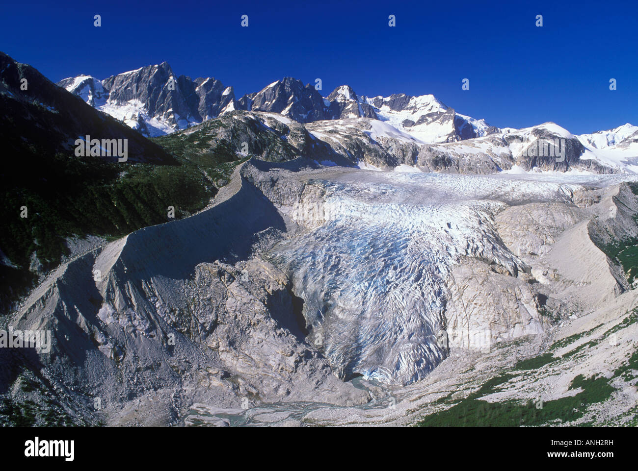 Tellot Gletscher, Mount Waddington Bereich, Britisch-Kolumbien, Kanada. Stockfoto