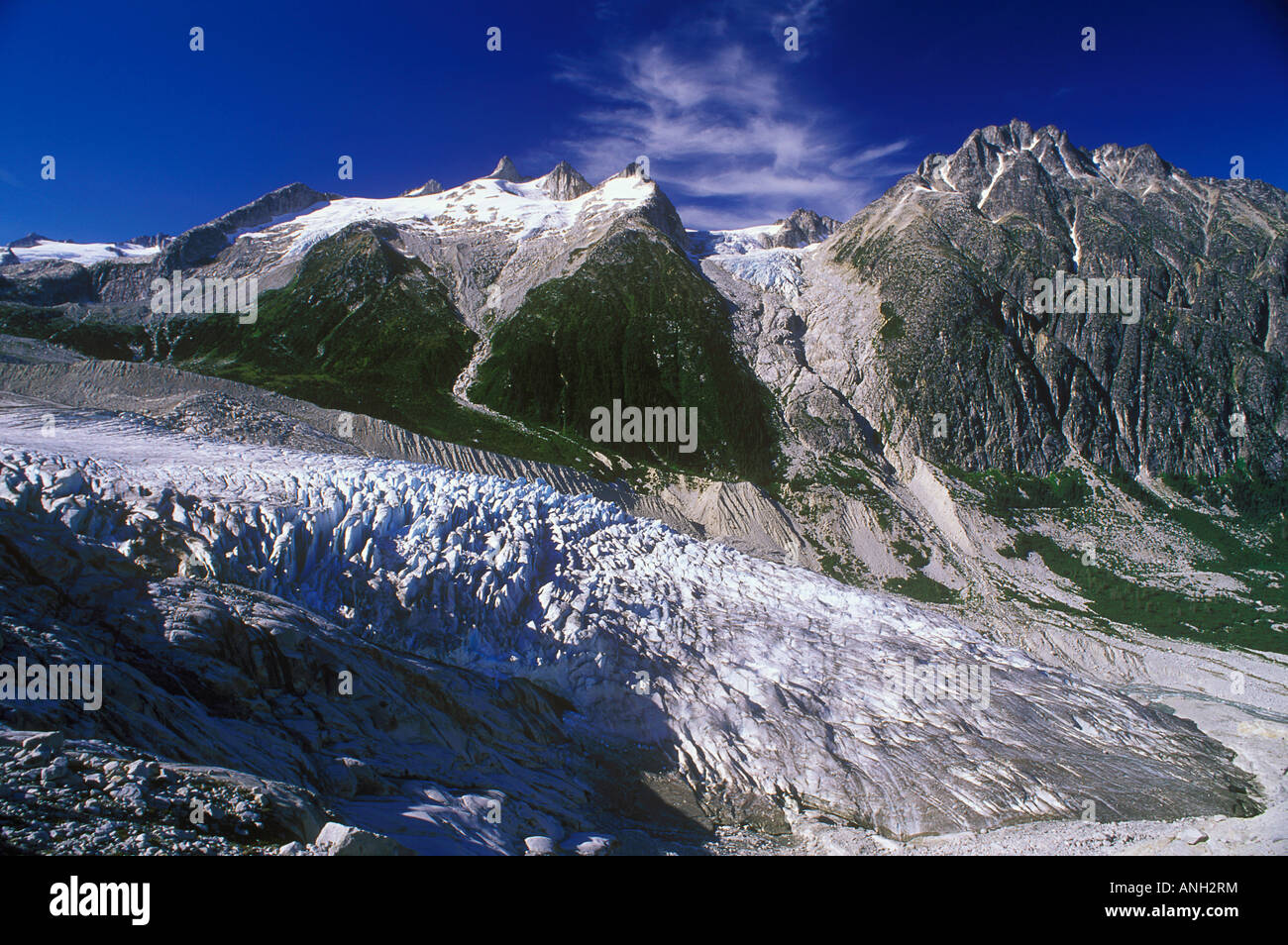 Tellot Gletscher, Mount Waddington Bereich, Britisch-Kolumbien, Kanada. Stockfoto