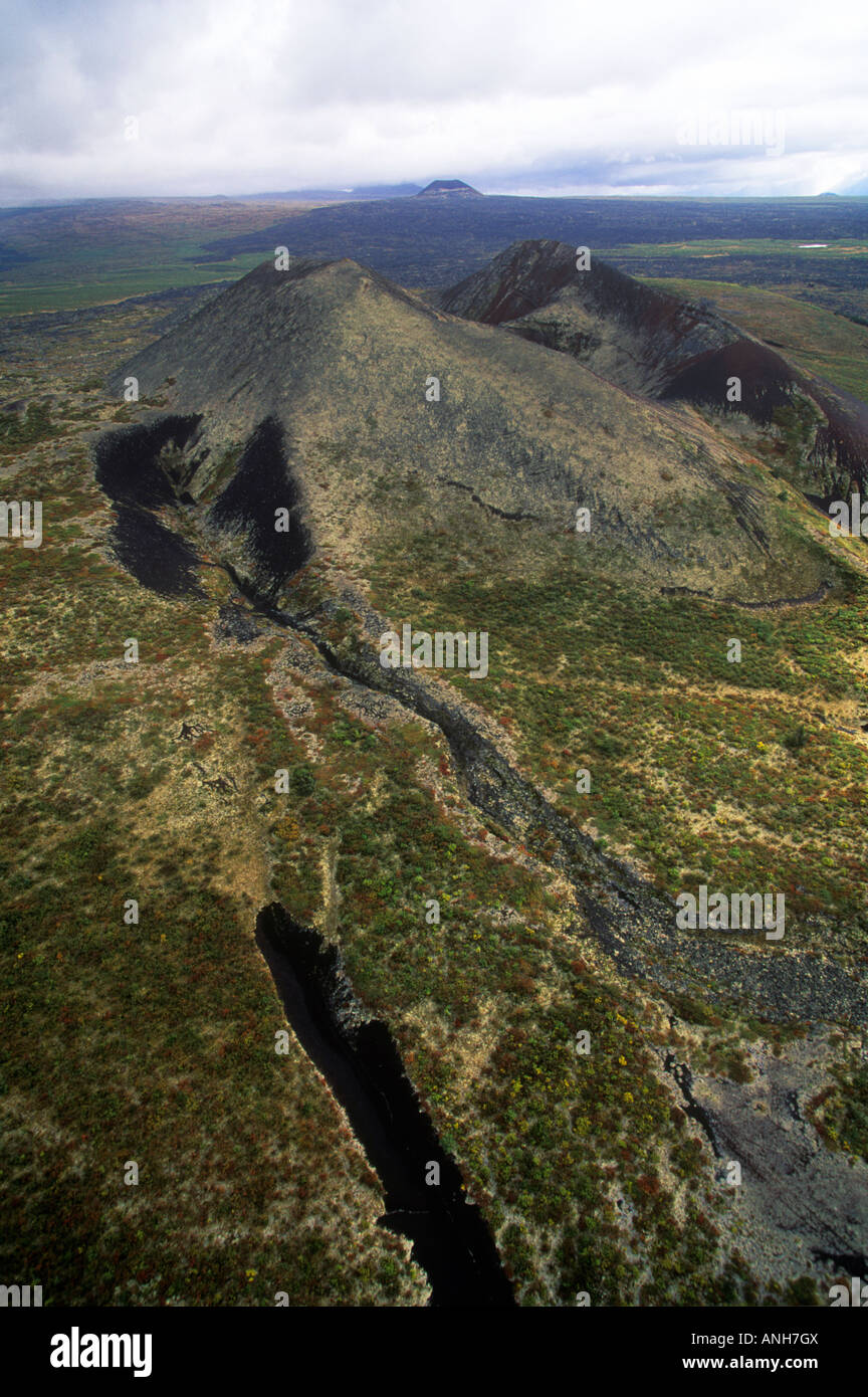 Antenne des Mount Edziza Provincial Park und Eva Kegel, British Columbia, Kanada. Stockfoto