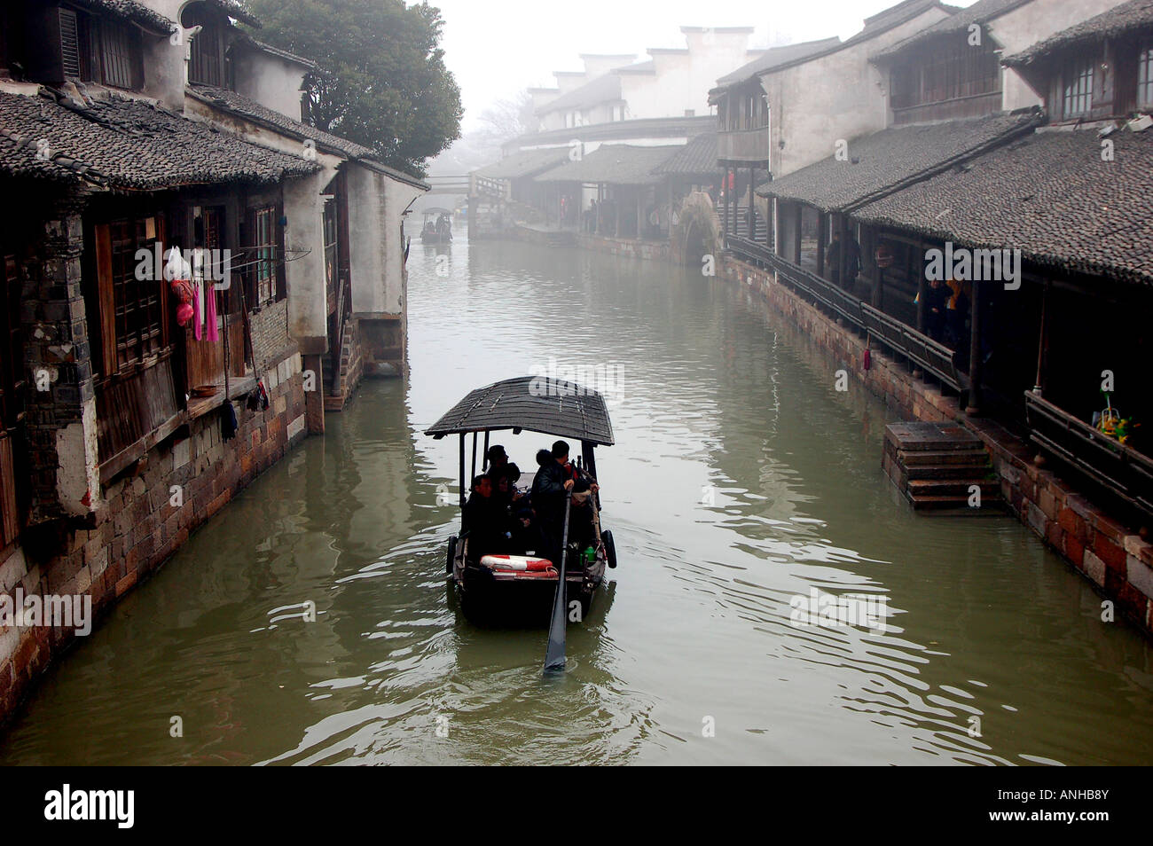 Dies ist chinesische berühmte Altstadt Wuzhen Morgen mal Stockfoto