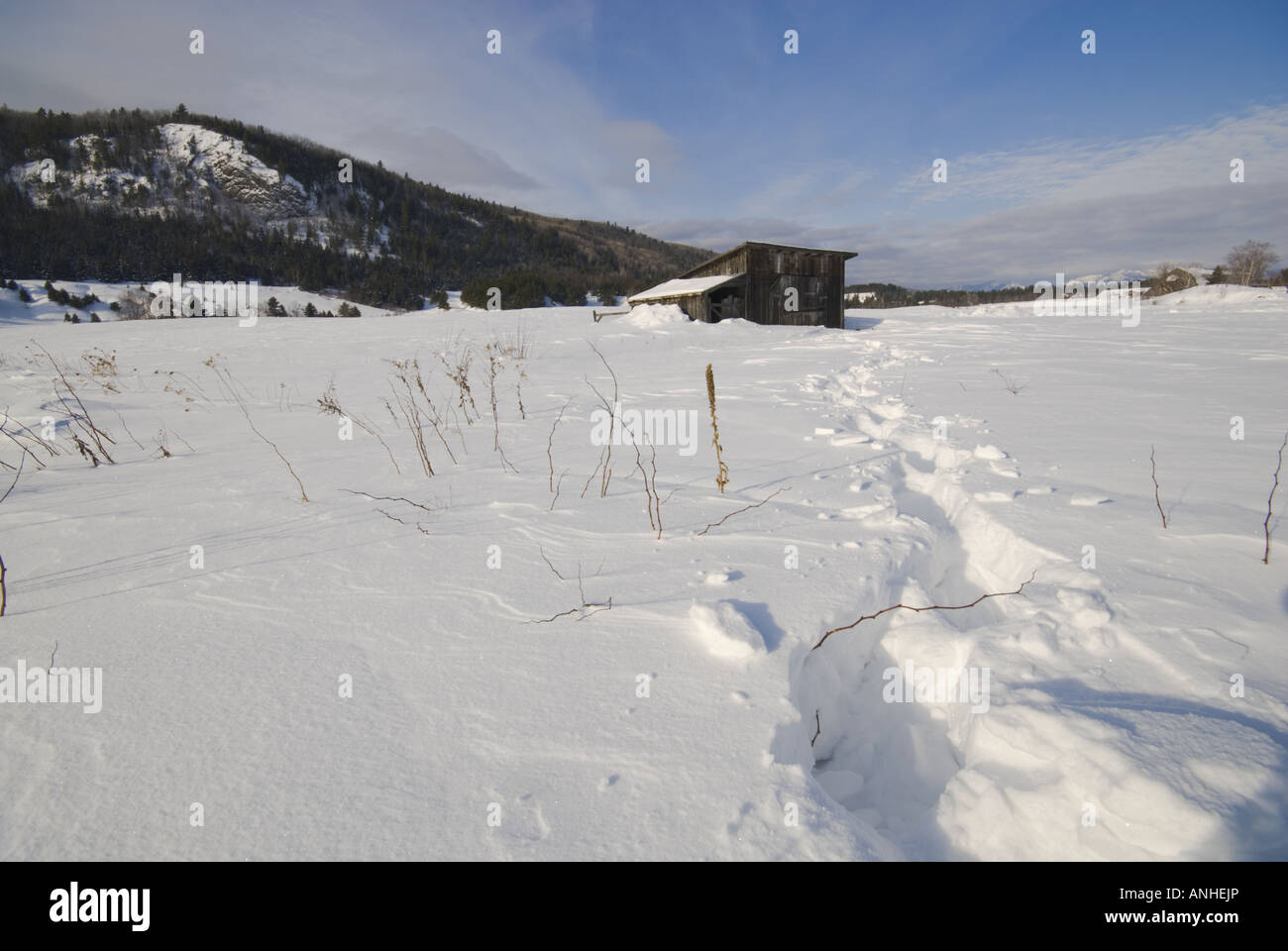 Winterlager, Charlevoix Quebec Kanada Stockfoto