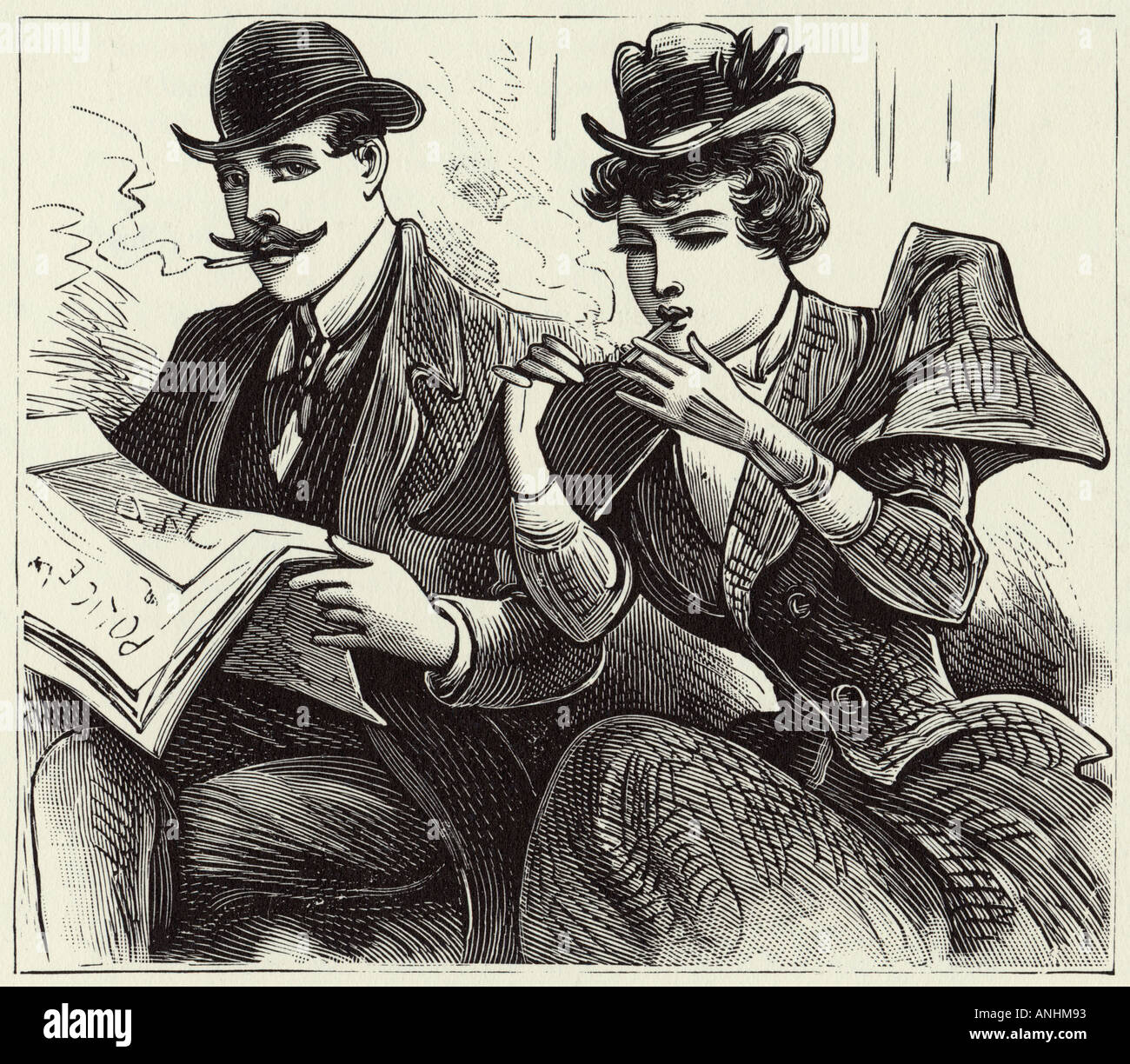 Rauchen von Zigaretten Stockfoto