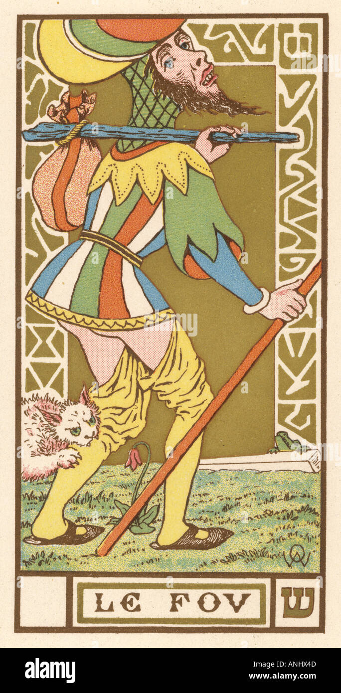 tidligere Bordenden Creep Tarot-Karte der Narr Stockfotografie - Alamy