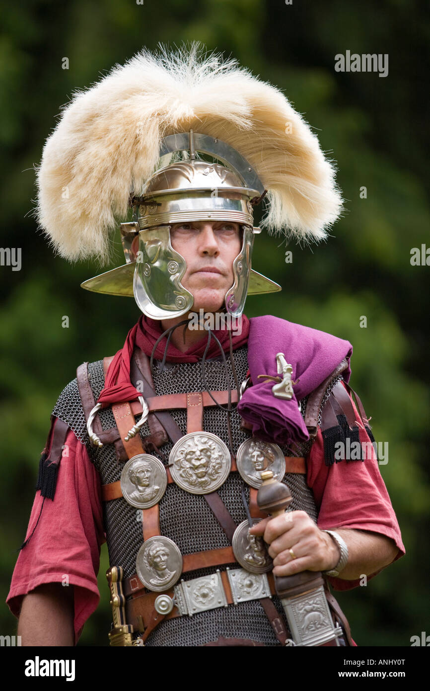 Römische Armee Reenactment Chedworth Villa Stockfoto