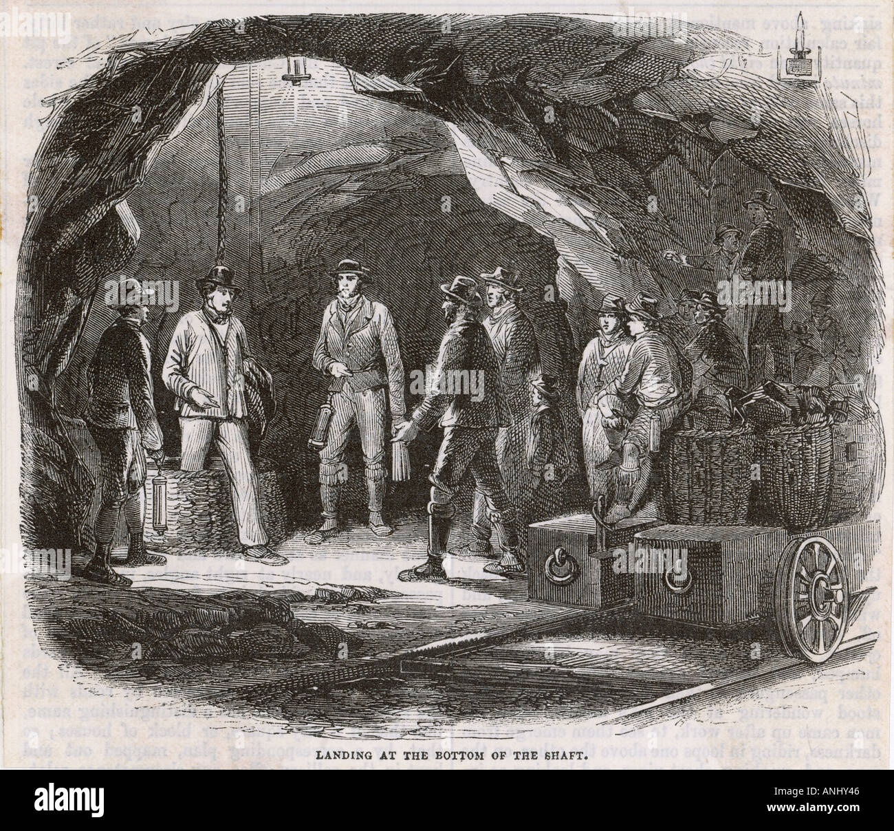 Bergleute heben Welle 1855 Stockfoto