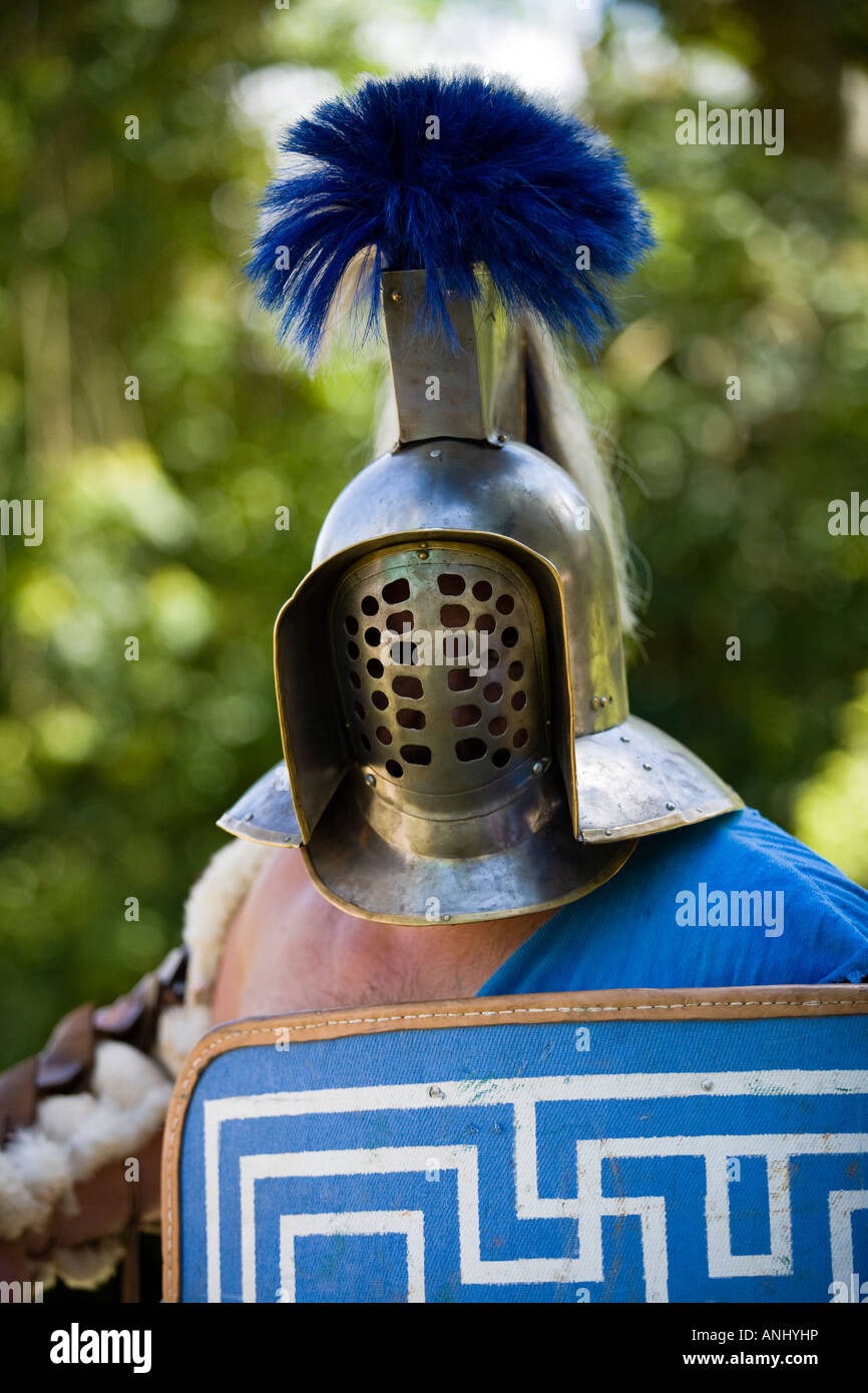 Reenactor als Römerzeit Gladiator verkleidet Stockfoto