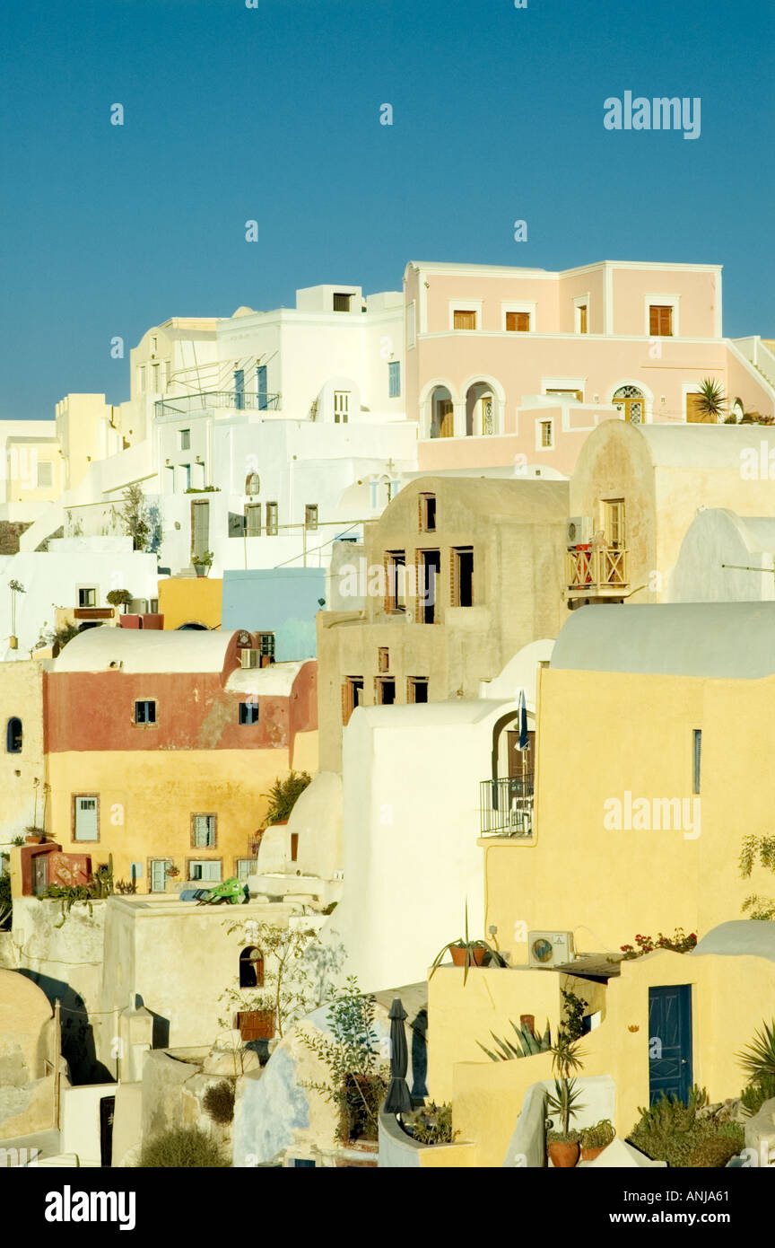 IA Oia Thira Fira Santorini griechische Inseln Griechenland Kykladen mediterranen Europa Stockfoto