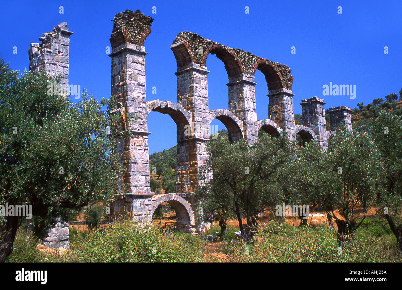 Überreste der antiken römischen Aquädukt nahe Moria Lesbos griechische Inseln Griechenland Stockfoto