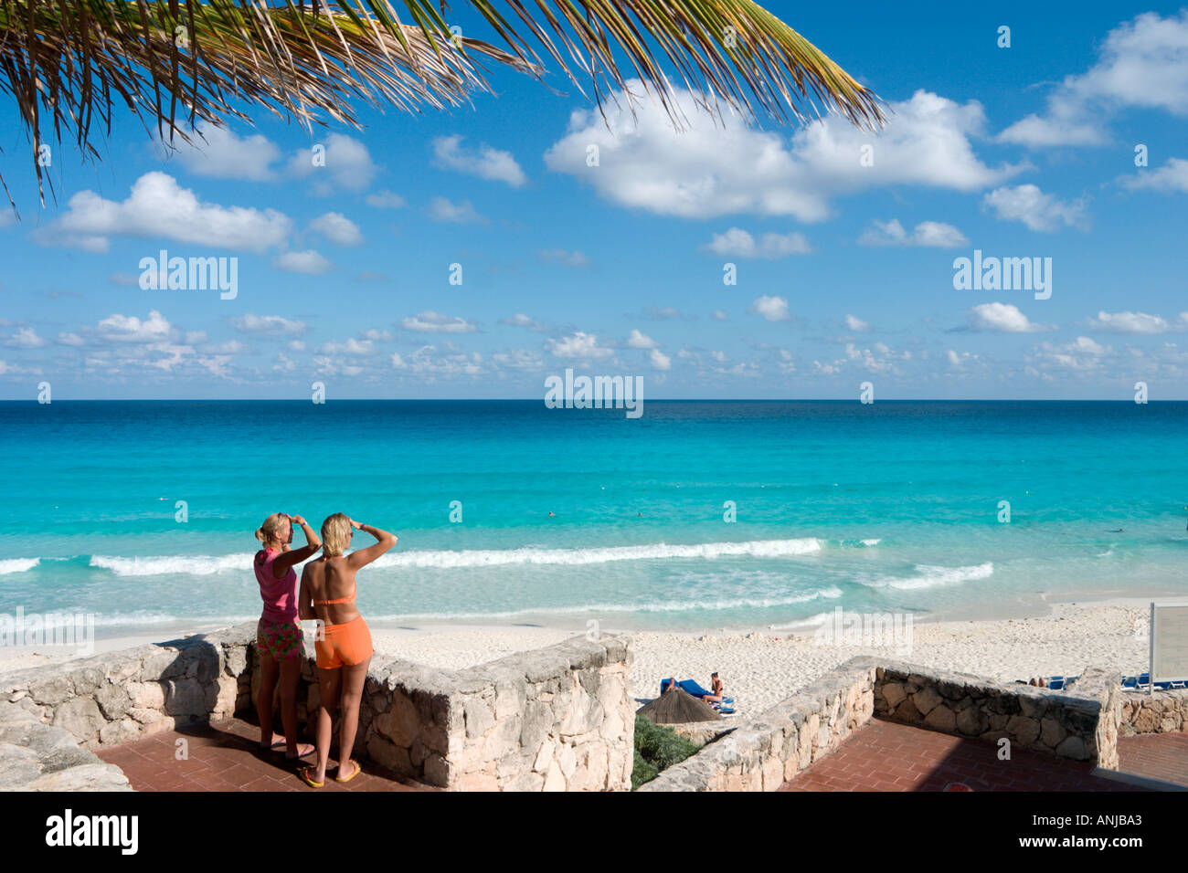 Strand vor Hotel Caribbean Village, Cancun, Halbinsel Yucatan, Mexiko Stockfoto