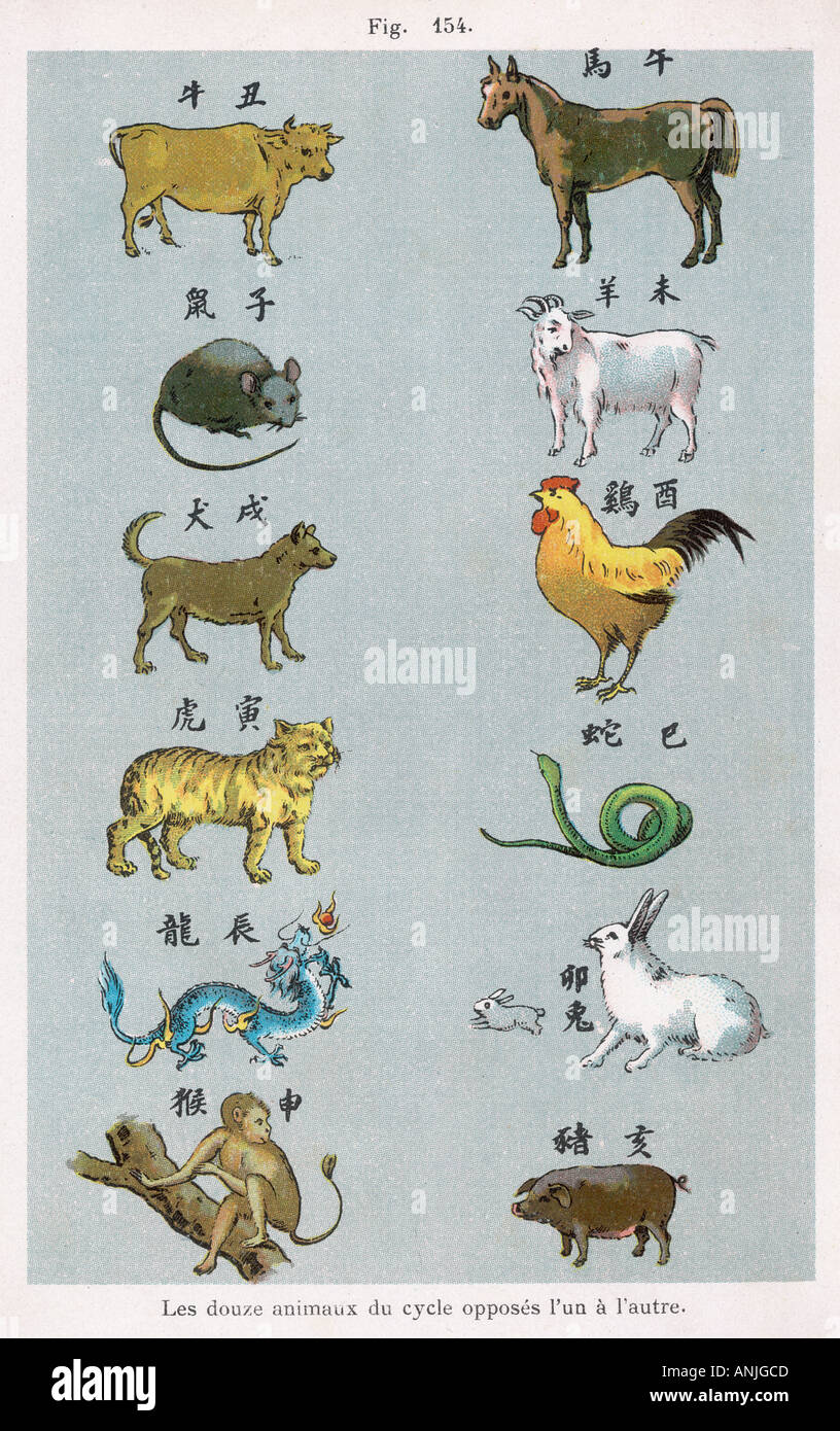 Chinesische Tierkreiszeichen Paare Stockfoto